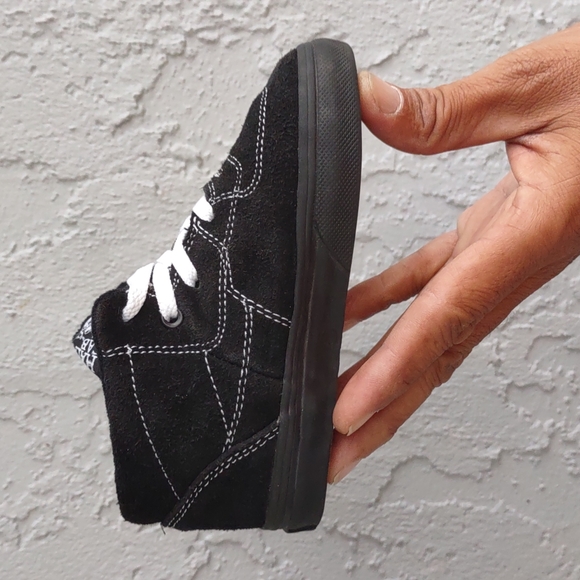 VANS HALF CAB BLACK/WHITE STITCH (TC6D) KIDS PROFESSIONAL SKATE BOARD SHOE - Picture 7 of 17